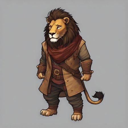 Lion, Knight, No Humans, Solo, Simple Background, Full Body, Transparent Background, Pirate Coat, Long, Tattered, Gold Buttons, Weathered Fabric
Nomad Garb, Layered Cloth, Scarf, Desert Colors
Stealth Suit, Tight-Fitting, Matte Black, Hidden Pockets