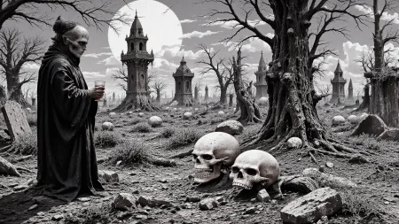 terror horror fantasy landscape, graveyard, comics, very detailed vampire girl  drinking a glass of blood, skull, (multilayer paint splash style),  <lora:Hand v2:1> <lora:Anti-Blur:1> <lora:Insane Detail Slider:0.5>   <lora:Flux.1_Turbo_Detailer:0.6>   <lora:flux-photo-transparent_Alpha_1.0:0.8> <lora:flux.1_lora_flyway_Epic-detail_v2:1>   <lora:FluxMythP0rtr4itStyle:0.8> mythp0rt <lora:zy_Dark_Fantasy_Flux:0.5> <lora:Wraith_BW_Flux:0.2> B&W