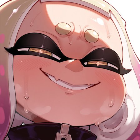 score_9_up, score_8_up, score_7_up, score_6_up, masterpiece, best quality, good anatomy, detailed face, detailed eyes, 5 fingers,
solo, pearl_(splatoon), sweat, portrait, face focus, very close-up, smile, smug,