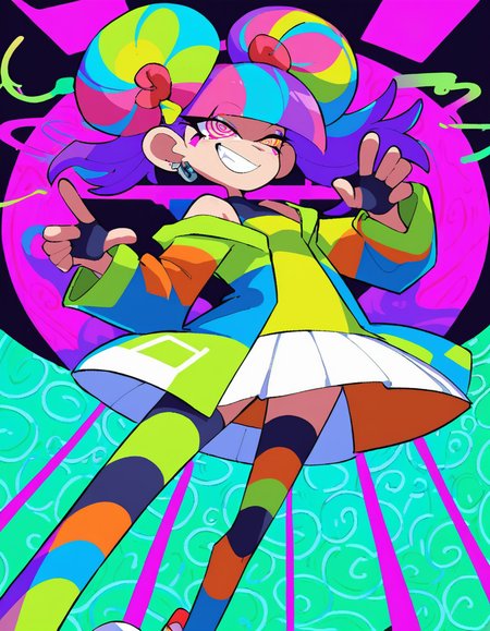 Psychedelic style score_9,score_8_up,score_7_up, 1woman,
A vibrant painter creating an abstract masterpiece, with colorful hair, Longshot, in the style of Kazuo Oga, Polkadot, blooming flowers, purple and pink, artistic influence, 32K, UHD, sharp focus , expressive <lora:P_Calyx:0.5> c4lyx <lora:Graphic_Novel_Style_r1:0.2> ffgns <lora:Pop_Art_Pony:0.1> daiton style . Vibrant colors, swirling patterns, abstract forms, surreal, trippy