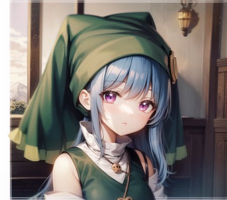 <lora:haniyasushin_keiki-10:0.8>, head scarf, magatama, apron, mountain