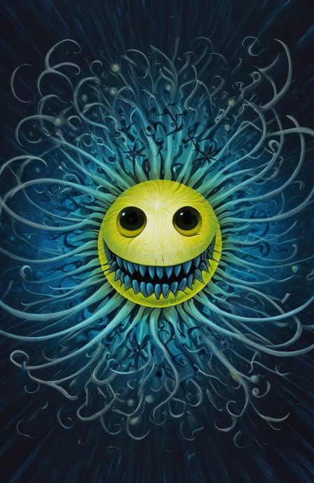 psychedelic style Astral Aura, rafal olbinski style, Tim Burton Style, Jeff Soto .Neo-Baroque, anime artwork Double Exposure Style, masterpiece, best quality, highly detailed, (photorealistic:1.4),abstract glowing vortext black hole grinning monster with sharp teeth, double image ghost effect, image combination, double exposure style . anime style, key visual, vibrant, studio anime, highly detailed, ornate and elaborate, dynaimc, Neo-Baroque <lora:FF-Style-Rafal-Olbinski.LORA:1> <lora:JeffSoto:1> <lora:Tim_Burton_Painting_Style_SDXL:1> <lora:add-detail-xl:0.8>, astral, colorful aura, vibrant energy . vibrant colors, swirling patterns, abstract forms, surreal, trippy