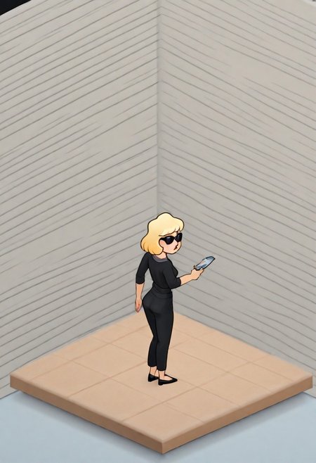 thesims,, isometric,
WallRES
Highly stylized illustration of a blonde woman in her 50s, wearing trendy sunglasses and black smart casual clothing, standing in front of a luxurious villa with a pout on her face. The illustration captures the essence of the "bimbo" stereotype while also showcasing the opulence and wealth associated with baby boomers. Art style inspired by Roy Lichtenstein's pop art, vibrant colors and bold lines, digital painting by Audrey Kawasaki.