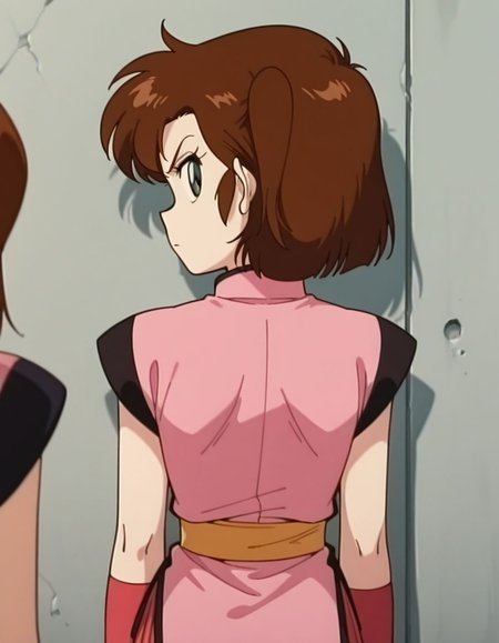 masterpiece, best quality, uncensored,  arms at sides, (head tilt), upper body, angry, looking back, skirt, 
<lora:Yan0:1>, Yan0, 1girl, short hair, brown hair, green eyes, pink china dress, facing away,