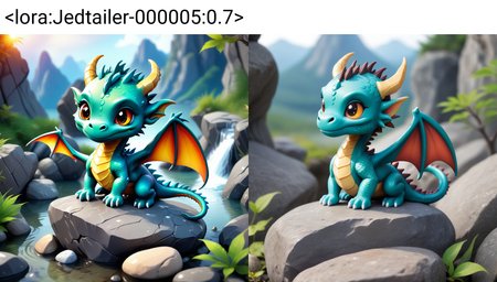 cute chibi dragon on a rock  , Jed-dtl  ,   <lora:Jedtailer-000005:0.7>