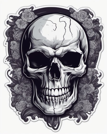 skull head, tshirt design, sticker. <lora:last:1>