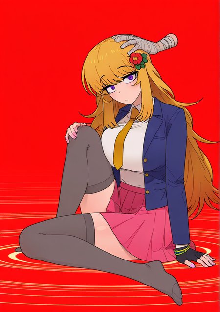 <lora:nakta:1>,1girl, chidouin sara, ibushi gin, kageyama ranmaru, kizuchi kanna, mishima kazumi (kimi ga shine), satou kai, shinogi keiji, tazuna joe, yabusame alice, yabusame reko, huge breasts, animal hands, bandaged arm, bandages, black gloves, blazer, blood, blue jacket, bracelet, closed mouth, collar, collared shirt, disembodied limb, distortion, expressionless, fingerless gloves, flower, full body, gloves, grey thighhighs, hand on another's head, hand on own knee, holding another's hair, hourglass, jacket, jewelry, knee up, long hair, long sleeves, looking at viewer, necktie, orange hair, paw gloves, pink skirt, purple eyes, red flower, shirt, skirt, solo, thighhighs, weibo logo, weibo username, white shirt, yellow necktie, very awa, masterpiece, best quality, newest, highres, absurdes,amazing quality