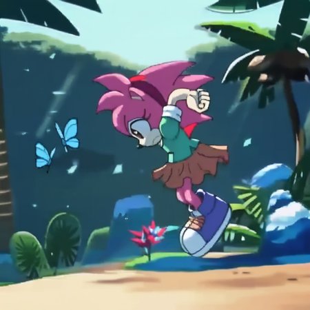 amiroze, skirt, hairband, arms behind head, shoes, day, bright pupils, blurry background, dappled sunlight, butterfly on hand, pleated skirt, from side, heel up, clenched hands, motion blur, rainbow, sad, knees together feet apart, ice, brown skirt, earth (planet), happy, palm tree, brown eyes, scenery, outstretched arm, closed mouth