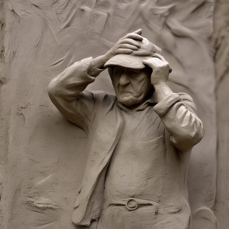 instonx old sculptor artist at work on a clay figure <lora:instonx:1>