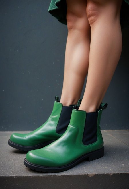 score_9, score_8_up, score_8_up 
BREAK 
(green), (chelsea boots), foot focus, (ankles visible)