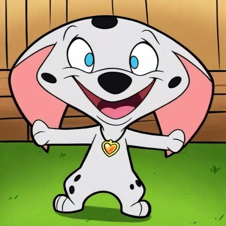 cadpig, dalmatian, puppy, female, girl,  light blue eyes, long ears, disney,  (((semi-anthro))), score_9, score_8, (((standing on two legs))), (((front view))), score_7, fluffy, BREAK, (((outstretched_arms, spread_arms))), ((arms raised))), BREAK  (((legs wide apart))), standing upright, head up straight, (((necklace with pink heart pendant))), BREAK looking directly at viewer, ((((((body directly facing viewer)))))), slightly mischievous, (large expressive eyes),(((looking at viewer))), (((flirty))), (((eyelashes))), solo, (((happy))), (((sweet))), (((smiling))), (((loving))), (((open mouth))), (((full body view))), (((open eyes))), detailed fur, detailed face, (((dog paws facing upward))), BREAK, 2D, (((high detail))), (((front view)))