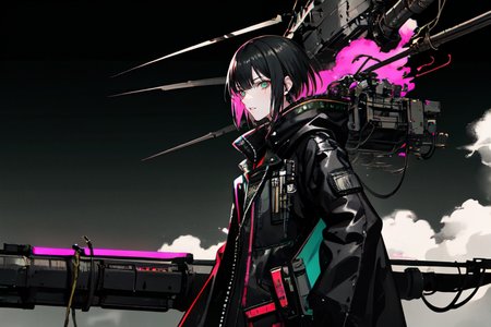 highly insanely detailed, masterpiece, top quality, best quality, highres, 4k, 8k, RAW photo, (very aesthetic, beautiful and aesthetic),  
tsutomu nihei,nihei_tsutomu,blame!,blame gakuen!,abara,TNstyle,sidonia_no_kishi,drainpipe,cables,tubes,industrial pipes,machinery,foggy,smoke,steam,bridge,science fiction,cyberpunk,blm, 
<lora:ABARA:0.6>, 
(1girl:1.3), 
solo focus, 
prison,neon green background,neon black background,neon pink background,(colored fractal background,colored smoke background,gradient background),âââ