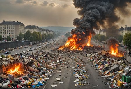 Stuttgart, Frankfurt, Gelsenkirchen, mad-burning-garbage, places that should be nuked to build a straight autobahn trough it so you can avoid this miss-planned hellhole, accurate depiction, a dark place, avoid at all cost's, <lora:Garbage_SDXL:0.8>  <lora:- SDXL - letitbrn_let_it_burn_V1.0:0.5> <lora:GoogleStreetView:.3> <lora:- SDXL - vanta-black_contrast_V3.0:0.4>