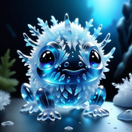 a cute creature made out of Jed-Blmicry,  <lora:BioIceCrystalStyle-000006:0.7>, masterpiece, full of details,
