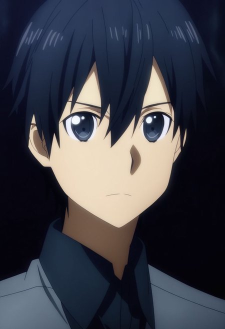 high resolution, professional photography, solo, best quality, 1Boy, Kazuto Kirigaya, Black Hair, Black Eyes, cool, Mysterious black background, Movie lighting, a sense of atmosphere, OverallDetail