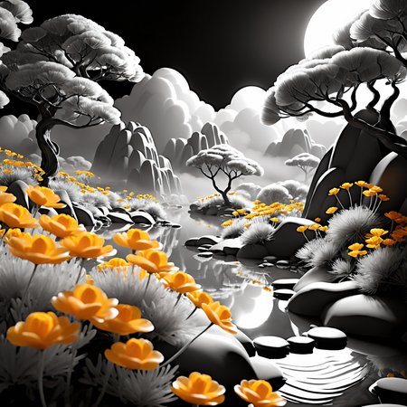 (cinematic film still) , photograph, Chibi Anime, (((extraordinary peaceful place)) :1.3) , Lightcore and Unusual, Marigolds background, Smoky Conditions, Fantasy, Orton effect, Nikon Z9, Circular polarizer, BW, Rule of Thirds, [art by George Platt Lynes| (Deirdre Sullivan-Beeman:1.1) ], <l<lora:pop_art (1) :.5> pop art, <lora:extremely_detailed:3> extremely detailed, <lora:great_lighting:1.5> great lighting, <lora:CivitAI_Style_Fusion_-_FFusionAI_Entry_64DIM:0.45> FFusionAI Style, <lora:FFai.0065.Zavychromaxl_B2.lora:0.35>, <lora:AdvancedEnhancerXLv2:0.35>,<lora:lowra_v10:.40>, <lora:Seaty_Art_Style_SDXL:0.25> seaty <lora:SDXL1.0_Essenz-series-by-AI_Characters_Style_DarkestDungeonChrisBourassa-v1.1:0.33> comic book artwork in dgst artstyle <lora:Radiant_Darkness:0.54> Radiant Darkness <lora:polyhedron_photostudio-000005:.5> studio lighting, key light, fill light, rim light, back light <lora:ObsidianCitrine:0.5> ObsidianCitrine <lora:Movie_aesthetic_XL:.25> <lora:FF.106.protovisionXLHighFidelity3D_release0630Bakedvae.LyCORIS:.4> <lora:EnvyBetterHiresFixXL01:.3> <lora:cine:.25> cin3
