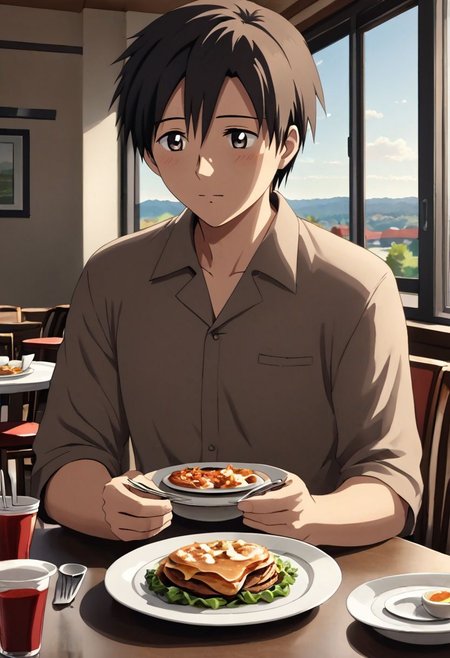 high resolution, solo, best quality, 1Boy, Takaki Toono, Brownish Hair, Brown Eyes, dating, romantic, dinner, OverallDetail