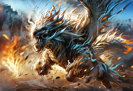 ((solo)),dougi,(fire elemental,Air Elemental,earthshakerpdxl, KassPXL,male, dragon), strong body,roaring, flying, surrounded by fire and smoke, mirages, Kalahari desert, oasis, blurry figures, noon, bright sun, wind
