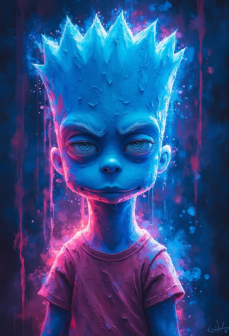 Bart Simpson, Indigo Blue, Vibrant Glow
