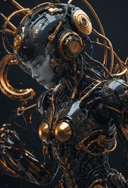 score_9, score_8_up, score_7_up, score_6_up, 
photorealistic, real photo, 8K, ultra-detailed, best quality,
Award-winning photography, Photograph a HD photorealistic 8K epic dark fantasy high quality shot.
detailed calligraphy. a futuristic fantasy art of a robot girl modeling, technoid, alluring composition. perfect Pixel_eyes, dark background, abstract composition, dynamic drawing angle, fluid organic elements, intricate details, colorful drawn in copper, gold, and black on nearly black cardboard. (((extremely clean))) perfectly saturated colors <lora:DarkerThanDarkV1:0.45>