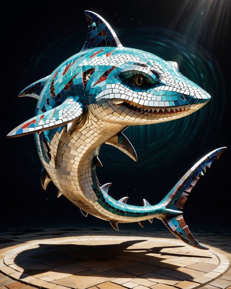 score_9, score_8_up, score_7_up, intricate details, rating_safe,
 <lora:MosaicStyle:1>,
1boy(Mosaic, made from colored stone pieces, 
feral furry, shark, 
full body, looking at the viewer, solo, smiling), black background, 
<lora:ral-chrosc-clr:0.3>, ral-chrosc-clr,
<lora:xl_more_art-full_v1:0.3>,
<lora:add-detail-xl:0.3>