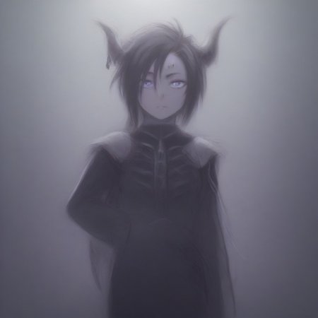 Naruto_Manda, (hybrid snake human), female, purple religious tunic, sleeves, hood, scaly skin, (scales:2), green eyes, reptile eyes, inside cave, human bones on floor, jewelry, holding human skull, airshakurprime, low wings, horse tail, sharp teeth, horse ears, ear ornament, single ear cover, horns, heterochromia, purple eyes, yellow eyes, black jacket, epaulettes, aiguillette, long sleeves, white gloves, black pants, eyebrow piercing, ear piercing