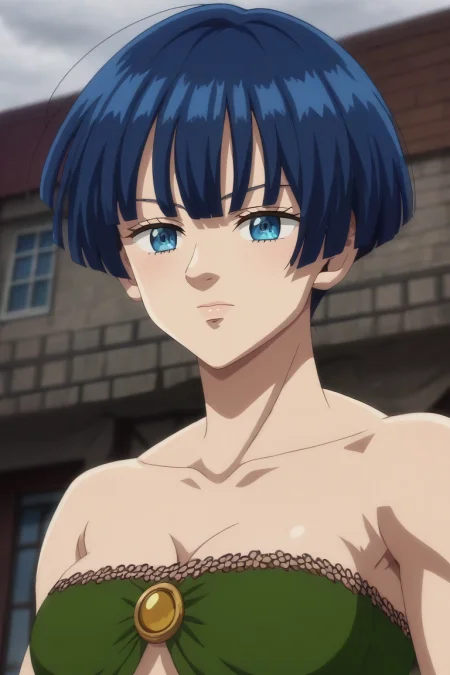 score_9, score_8_up, score_7_up, , rating_safe, intricate details, anime screencap, anime coloring, , , depth of field, 1girl, solo, <lora:gawain_nnt_mny_pony:0.98>, gawain_nnt_mny, blue hair, blue eyes, short hair, bangs, , , hippie costume, <lora:sdxl_lightning_8step_lora:1>