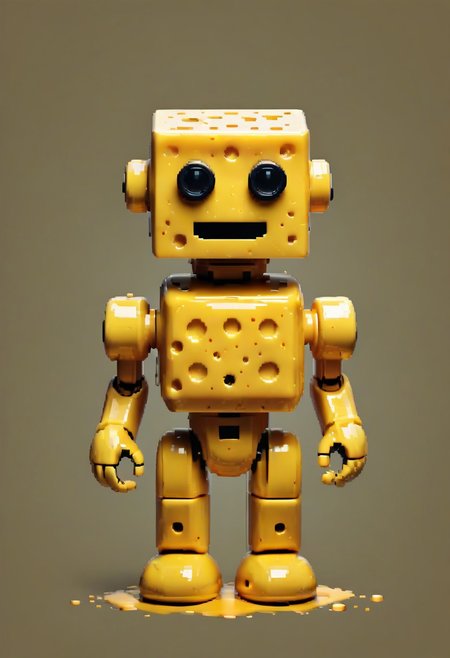 Cheese style, Pixel_Art, cute robot, paint splatter,