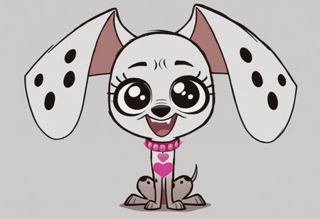score_9, score_8_up, score_7_up, <lora:Triple_D:1> triple_D, dalmatian, feral, pink collar, looking at viewer, happy, solo, heart collar, mouth open, full body