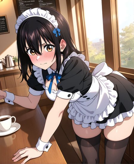 masterpiece,best quality,amazing quality,very aesthetic,absurdres,newest, huge filesize,
<lora:spo_sdxl_10ep_4k-data_lora_webui:0.5>,
1girl, 
blushing, Himeragi Yukina, sexy maid black, blushing, yukina, cafe, maid headdress, thighhighs, 
BREAK
<lora:illustrious_XL_yukina:1>