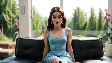 princess Shank, <lora:princess_pony_v1:0.6> g00dp0rt, 1girl, on couch, solo, sitting,dress, blurry background solo, , l0r4cchd <lora:cchdcustomlogolessmerge:.85> doggy, zPDXL3 zPDXLxxx