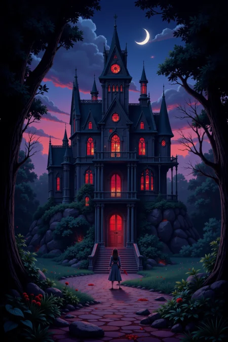 vampire mansion interior beautiful  anime landscape, dusk, woman, very intricate, very detailed, sharp, bright, colorful, <lora:Hand v2:0.5> <lora:Anti-Blur:1><lora:Insane Detail Slider:0.25>  <lora:flux.1_lora_flyway_Epic-detail_v2:0.3> <lora:fluxenhancer:0.25> <lora:ROWER:0.6> <lora:flux-charmer-v1-1:0.4>  <lora:classic-cartoon:1> cl4ss1cc4rt00n