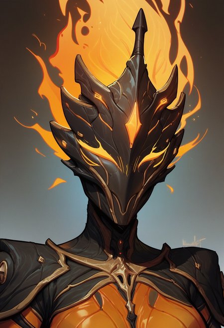 score_9, score_8_up, score_8, score_7_up, score_7, score_6_up, score_6, score_5_up, Score_5, 1girl, Hember, warframe, robot, fiery body, fiery hair, molten rock, multicolored body, black body, orange body, faceless, no mouth, ornamented  helmet, mask,  vox machine style, 1girl, female focus, solo, portrait, village background, fantasy, (dynamic lighting:1.1)
((masterpiece))