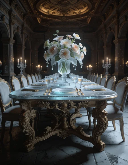 rococo banquet table in post-human illu