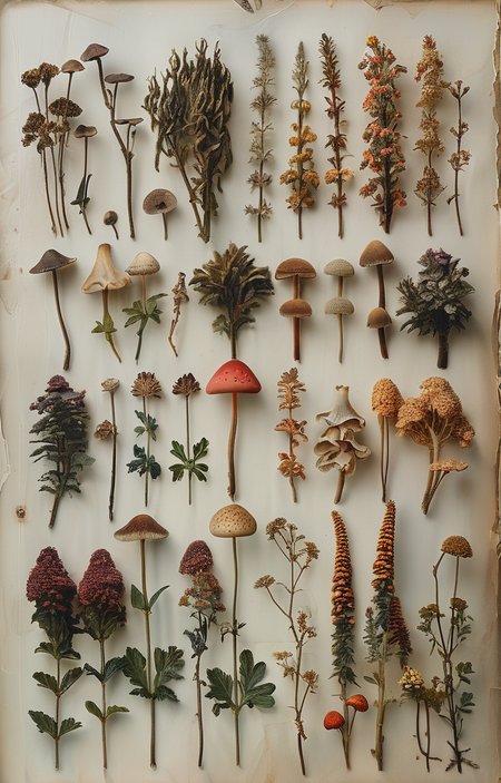 masterpiece,best quality,<lora:tbh229-sdxl:0.9>,Herbarium,mushroom,