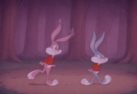 masterpiece, best quality, break, (rabbit boy, buster_b, furry), break, (rabbit girl, babs_b, bow, furry), walking, forest, blush, looking at another <lora:Buster and Babs Bunny (Tiny toon Adventures):0.85>,