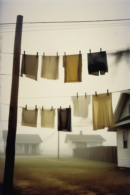 <lora:Todd Hido Style:1>Todd Hido Style - sheets hung on clothesline