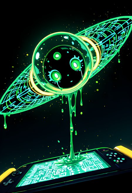 1girl, solo, gilded cyber-siren with broken pixel wings, blank stare interrupted by pixel tears, glitching VR nightclub in zero gravity, matryoshka effect of nested shards, tertiary neon spectrum (cyan/magenta/yellow), plus, dripping data shards melting off form, dynamic POV handheld vibe, hyper-detailed, cinematic lighting, 8K, ultra textural

an infinite digital tunnel of neon glyphs, emerald green, neon yellow, obsidian black, macro sci-fi splash with delicate filament lines and bokeh nodes, circular arcs and pulses wrap around an invisible core, as if sonic waves visualized, 8K, ultra HD wallpaper, ultra-detailed, cinematic lighting