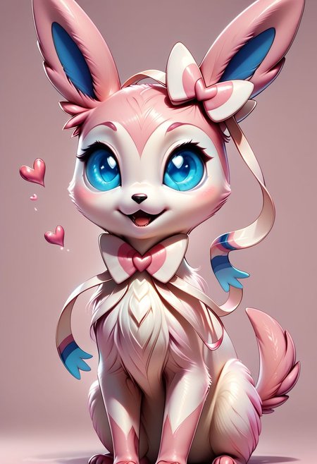 score_9, score_8_up, score_8, 
Sylveon, solo, looking at viewer, open mouth, blue eyes, simple background, standing, tail, full body,  gradient, gradient background, no humans, animal, blue background, animal focus,
hearts, pink theme, 
looking at viewer,
OverallDetail
