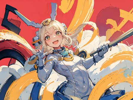 masterpiece, best quality, solo, 1girl, <lora:baZerarudoFrameArm_baZerarudo:1>, ba-zerarudo, leotard, smile face, open mouth,