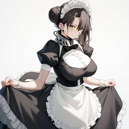 <lora:Takeuchi_Takashi_PonyXL_style_v01:1>
<lora:agent.pony:1>
score_9 , score_8_up , score_7_up , source_anime , 
masterpiece , best quality , ultra-detailed , 
BREAK
agent \(girls' frontline\), maid
1girl , woman , huge breasts , light smile , light blush , ((jeanne d'arc (fate)):0.5)  , 
long black hair  , maid dress ,  
hidden hands