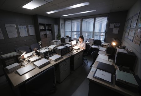 ,ruanyi0945,office,indoors,<lora:0945 police office_v1_pony:0.8>, score_9,score_8_up,score_7_up,,8k,1girl,solo,,