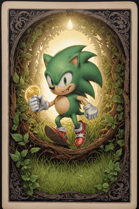 Sonic, running in Green Hill Zone, rings. Tarot Card, glow
many details, extreme detailed, full of details,
<lora:sss:0.8>
sss, translucent, subsurface, scattering
<lora:ral-vbrntacyl-sdxl:0.35>
 ral-vbrntacyl 
<lora:Tarot_Card:0.7> 
(prompt by @AIDigitalMediaAgency:0.01)
<lora:papercut:1> papercut