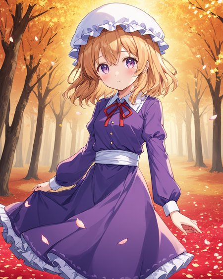 maribel hearn,1girl, solo, tree, petals, pantyhose, looking_at_viewer, ribbon, long_sleeves, sash, blush, mob_cap, purple_dress
<lora:maribel_hearn_image1596_2023-12-20-000014:1>,star-shaped_pupils,symbol-shaped_pupils,. gorgeous,key visual, vibrant, studio anime,award-winning, professional, highly detailed,high budget, cinemascope