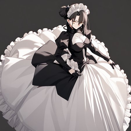<lora:Takeuchi_Takashi_PonyXL_style_v01:1>
<lora:agent.pony:1>
score_9 , score_8_up , score_7_up , source_anime , 
masterpiece , best quality , ultra-detailed , 
BREAK
agent \(girls' frontline\), maid
1girl , woman , huge breasts , light smile , light blush , ((jeanne d'arc (fate)):0.5)  , 
long black hair  , maid dress ,  
elegant