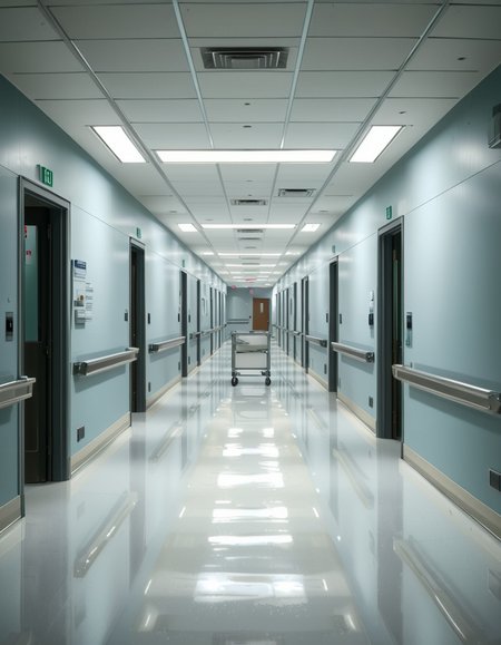 A long, sterile hospital corridor with bright white walls and a polished, reflective floor. The fluorescent ceiling lights cast a cold, clinical glow, emphasizing the cleanliness of the space. The hallway is lined with closed patient rooms, each marked with a small number plate. Stainless steel handrails run along the walls, and a few medical carts are neatly parked near the side. The corridor appears empty, creating a sense of stillness and anticipation. At the far end, a set of double doors with small glass windows leads to another section of the hospital. The atmosphere is quiet, professional, and highly sanitized, evoking a sense of order and precision.
<lora:SDXLFaeTastic2400:0.4> <lora:extremely_detailed:0.4> extremely detailed, <lora:sterile_hospital_c0rr1d0r:1>,sterile hospital c0rr1d0r, Masterpiece,best quality,hi res,8k,hi res,8k,award winning,(sharp focus, intricate, highly detailed),