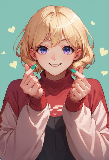 score_9_up score_8_up score_7_up, source_anime, 1girl, double finger heart, smile
<lora:finger_heart_korean:1>