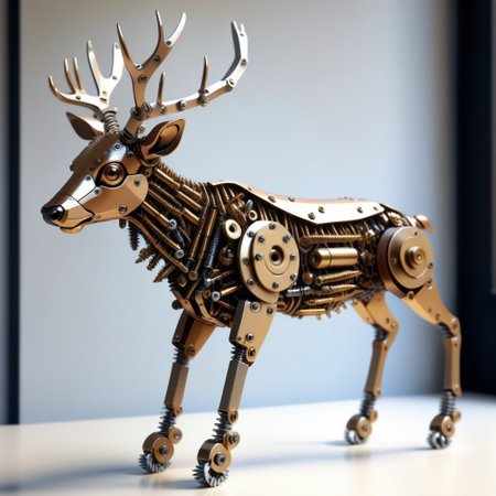 a deer made out of Screws, photorealistic, full of details, detailed screws,   <lora:SteelScrewsStyle-000006:0.7>