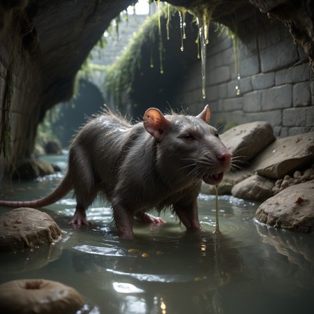 score_9, score_8_up, score_7_up, score_6_up, BREAK, RAW, medium shot, realistic photo of a rat monster, monster, standing, <lora:SPTC_V3.1_Test:0.75>, SPTC, sewer, slime, water, partially submerged <lora:rat_monster:0.8>