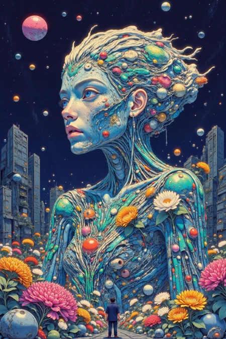 cosmic beautiful  anime landscape, morning, woman, very intricate, very detailed, sharp, bright, colorful, <lora:Hand v2:0.5> <lora:Anti-Blur:1><lora:Insane Detail Slider:0.25>  <lora:flux.1_lora_flyway_Epic-detail_v2:0.3> <lora:fluxenhancer:0.25> <lora:ROWER:0.6>  <lora:Surreal Anime - 2k steps:1>